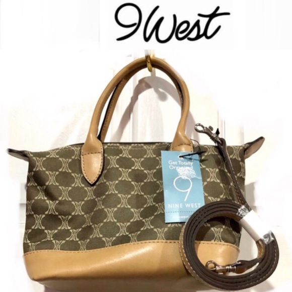 🦋NINE WEST organized natural color handbag w/crossbody strap size9x6 NWT - Picture 1 of 13